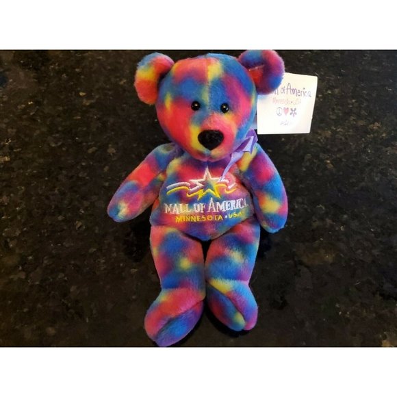 Vintage 1997 Mall Of America Groovy Bean Bag Plush Toy Teddy Bear NWT